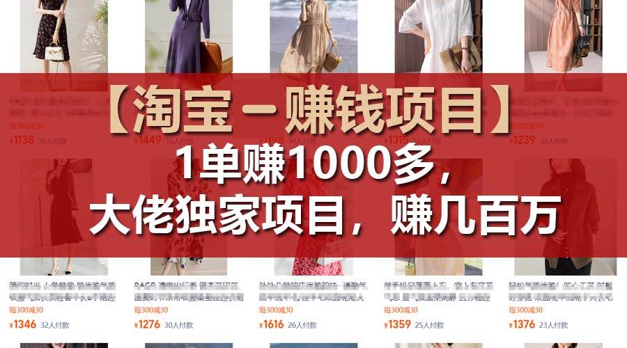 【淘宝赚钱项目】1单可赚1000多，大佬独家项目，年赚几百万-金点子优创