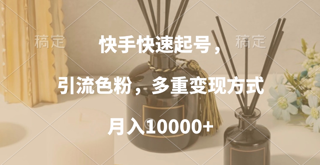 快手快速起号，引流色粉，多重变现方式，月入10000+-金点子优创