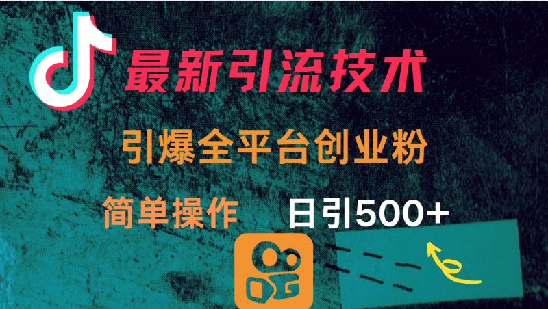 最新引流方法,引爆全平台创业粉操作简单,日引300+-金点子优创