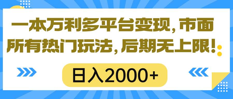 一本万利多平台变现，市面所有热门玩法，日入2000+，后期无上限！-金点子优创