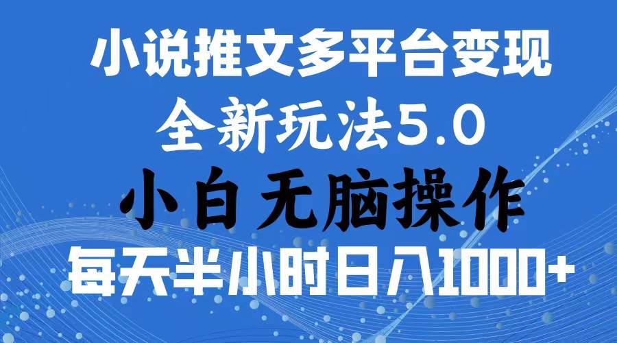 2024年6月份一件分发加持小说推文暴力玩法 新手小白无脑操作日入1000+ …-金点子优创