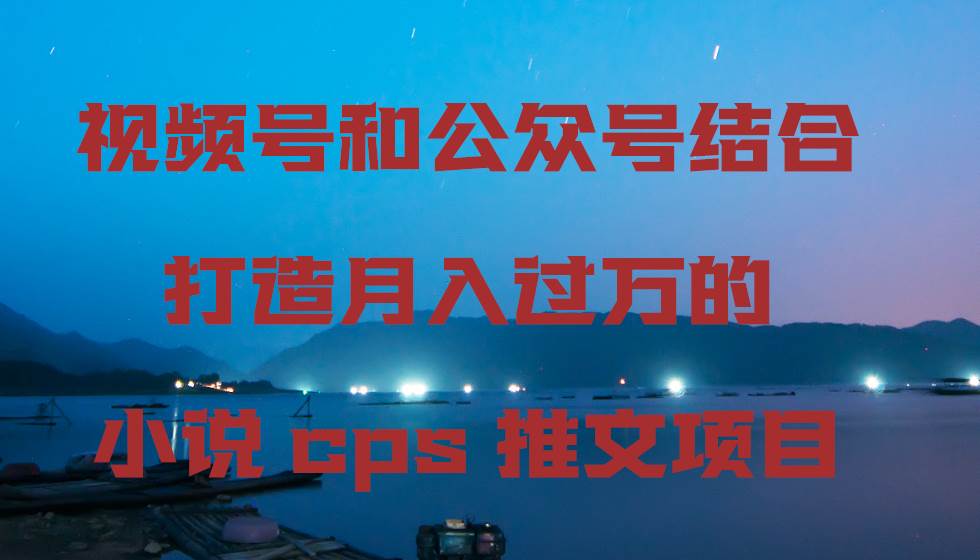 视频号和公众号结合打造月入过万的小说cps推文项目-金点子优创