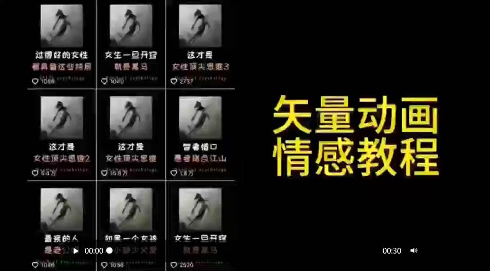 矢量动画情感教程:高点赞涨粉,适合情感、思维、创业教育等赛道-金点子优创