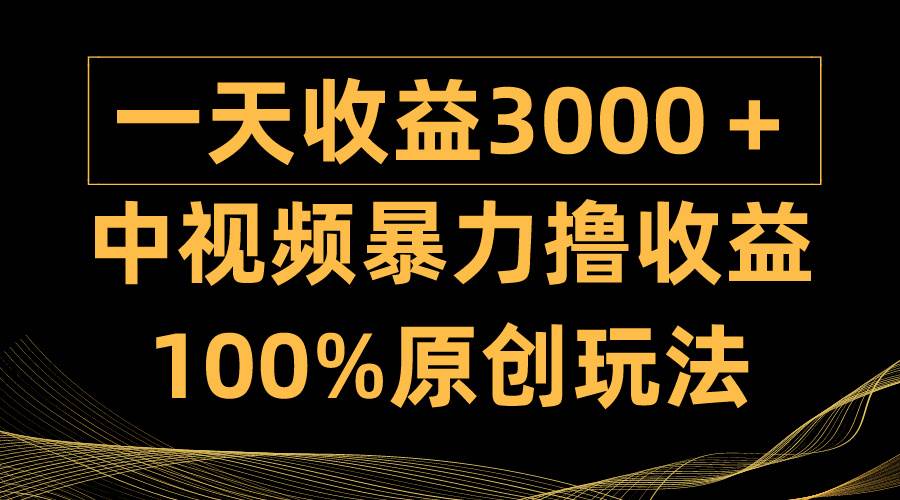 中视频暴力撸收益，日入3000＋，100%原创玩法，小白轻松上手多种变现方式-金点子优创