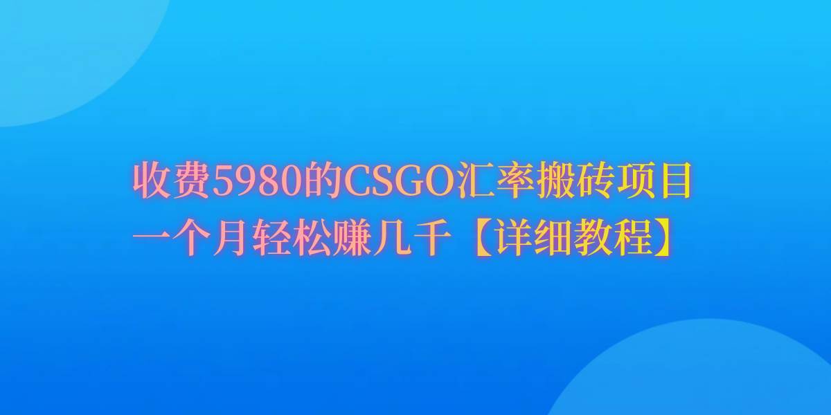 CSGO装备搬砖，月综合收益率高达60%，你也可以！-金点子优创