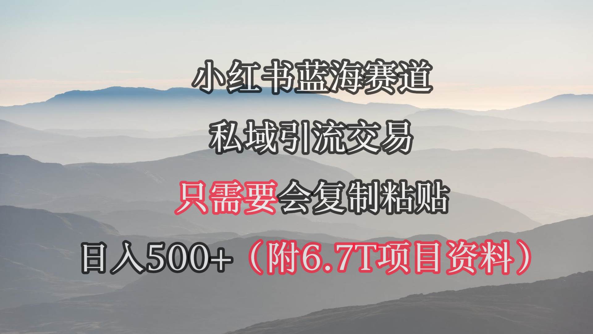 小红书短剧赛道，私域引流交易，会复制粘贴，日入500+（附6.7T短剧资源）-金点子优创