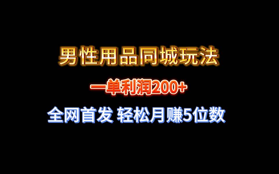 全网首发 一单利润200+ 男性用品同城玩法 轻松月赚5位数-金点子优创