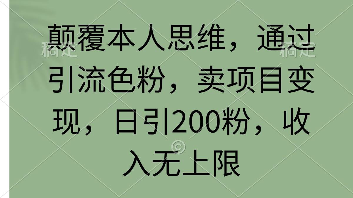 颠覆本人思维，通过引流色粉，卖项目变现，日引200粉，收入无上限-金点子优创