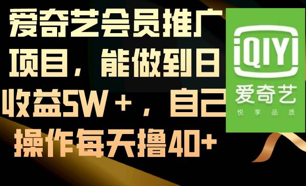 爱奇艺会员推广项目，能做到日收益5W＋，自己操作每天撸40+-金点子优创
