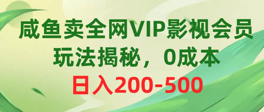 咸鱼卖全网VIP影视会员，玩法揭秘，0成本日入200-500-金点子优创