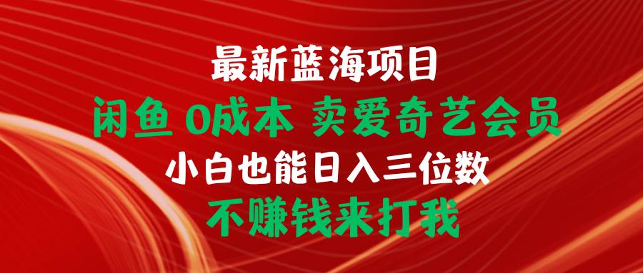 最新蓝海项目 闲鱼0成本 卖爱奇艺会员 小白也能入三位数 不赚钱来打我-金点子优创