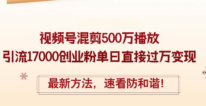 精华帖视频号混剪500万播放引流17000创业粉，单日直接过万变现，最新方…-金点子优创