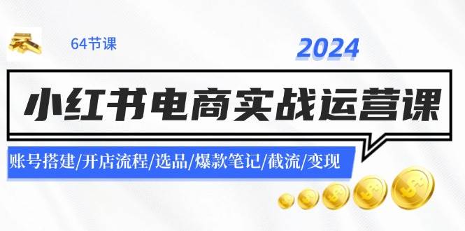 2024小红书电商实战运营课：账号搭建/开店流程/选品/爆款笔记/截流/变现-金点子优创