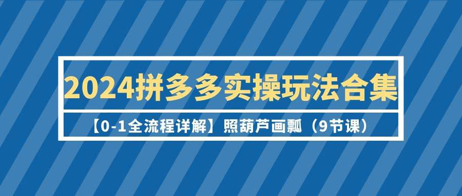 2024拼多多实操玩法合集【0-1全流程详解】照葫芦画瓢（9节课）-金点子优创