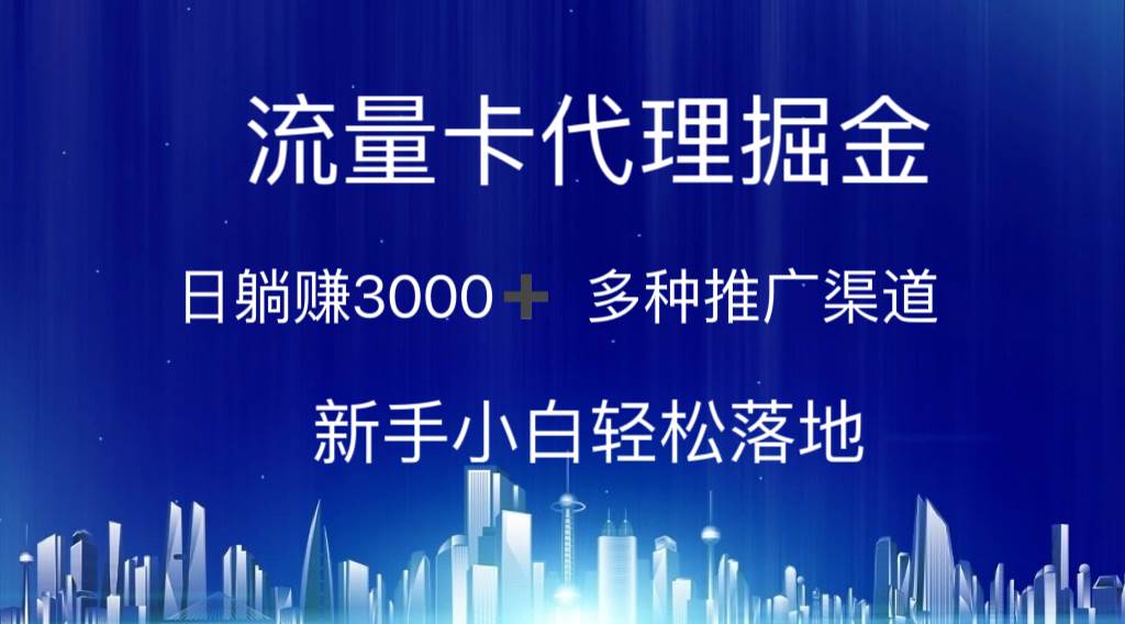 流量卡代理掘金 日躺赚3000+ 多种推广渠道 新手小白轻松落地-金点子优创