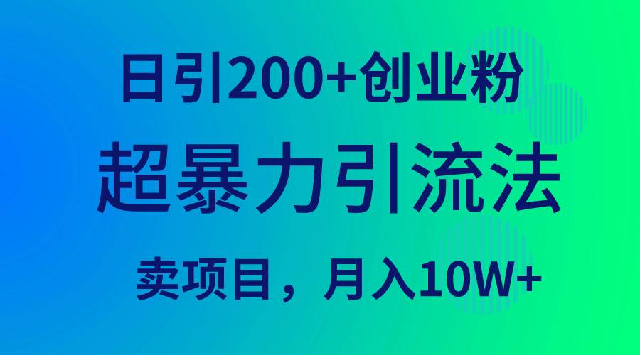 超暴力引流法，日引200+创业粉，卖项目月入10W+-金点子优创