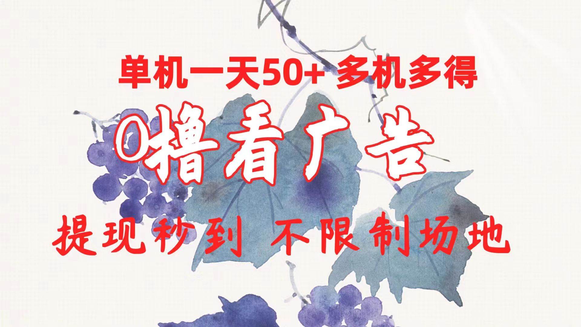0撸看广告 单机一天50+多机多得 提现秒到 不限制场地操作-金点子优创