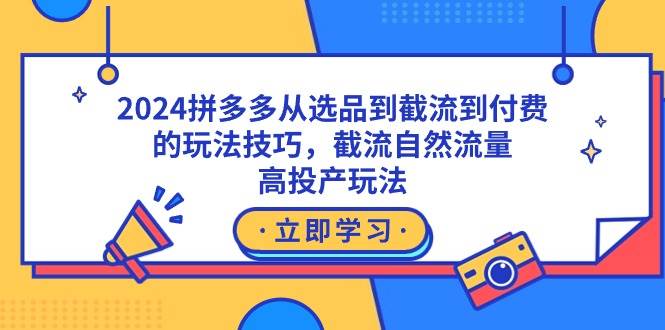 2024拼多多从选品到截流到付费的玩法技巧，截流自然流量玩法，高投产玩法-金点子优创