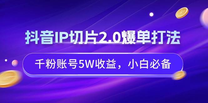 抖音IP切片2.0爆单打法，千粉账号5W收益，小白必备-金点子优创