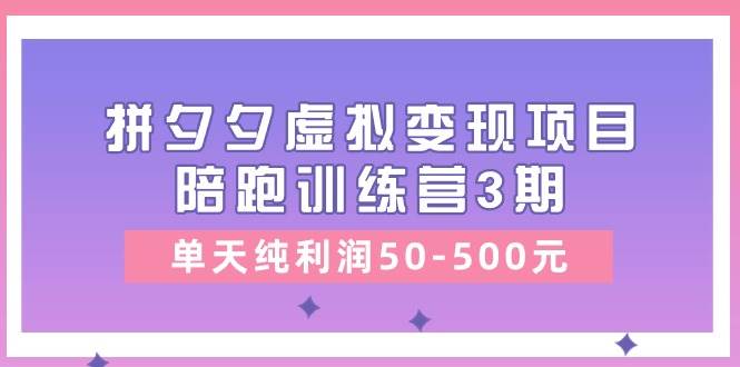 某收费培训《拼夕夕虚拟变现项目陪跑训练营3期》单天纯利润50-500元-金点子优创