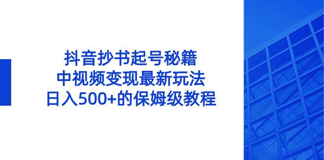 抖音抄书起号秘籍，中视频变现最新玩法，日入500+的保姆级教程！-金点子优创