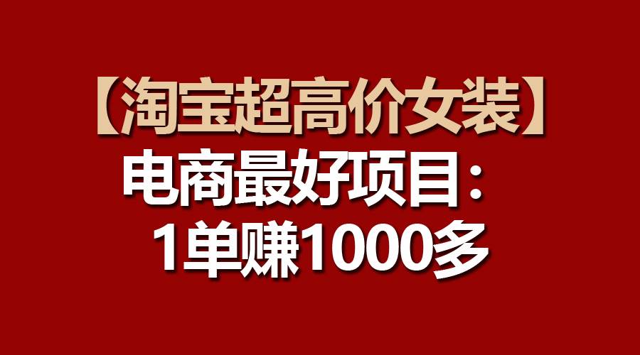 【淘宝超高价女装】电商最好项目：一单赚1000多-金点子优创