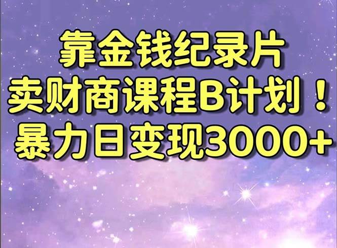 靠金钱纪录片卖财商课程B计划！暴力日变现3000+，喂饭式干货教程！-金点子优创