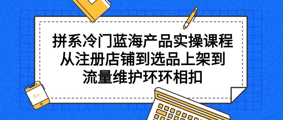 拼系冷门蓝海产品实操课程，从注册店铺到选品上架到流量维护环环相扣-金点子优创