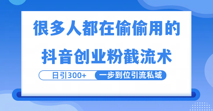 很多人都在偷偷用的抖音创业粉截留术，日引300+，一步到位引流到私域-金点子优创