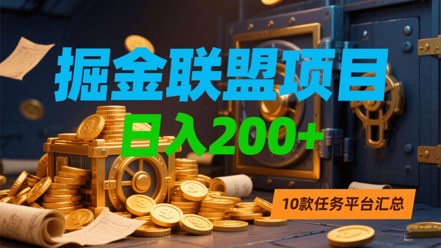 掘金联盟项目，日入200+，10款任务平台汇总-金点子优创