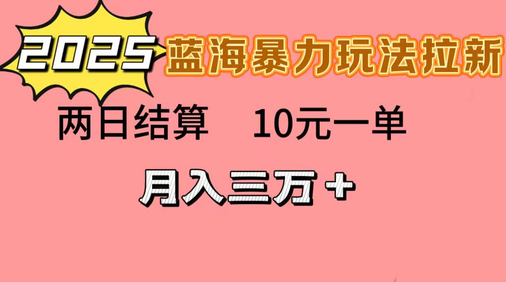 蓝海暴力拉新项目，10元一单，两日结算，月入3w➕-金点子优创
