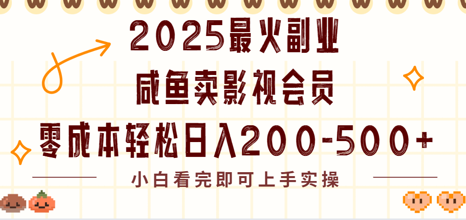 2025最火副业闲鱼卖vip影视会员，零成本日入200-500-金点子优创