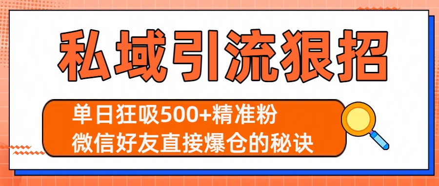 私域引流狠招：单日狂吸500+精准粉，微信好友直接爆仓的秘诀-金点子优创