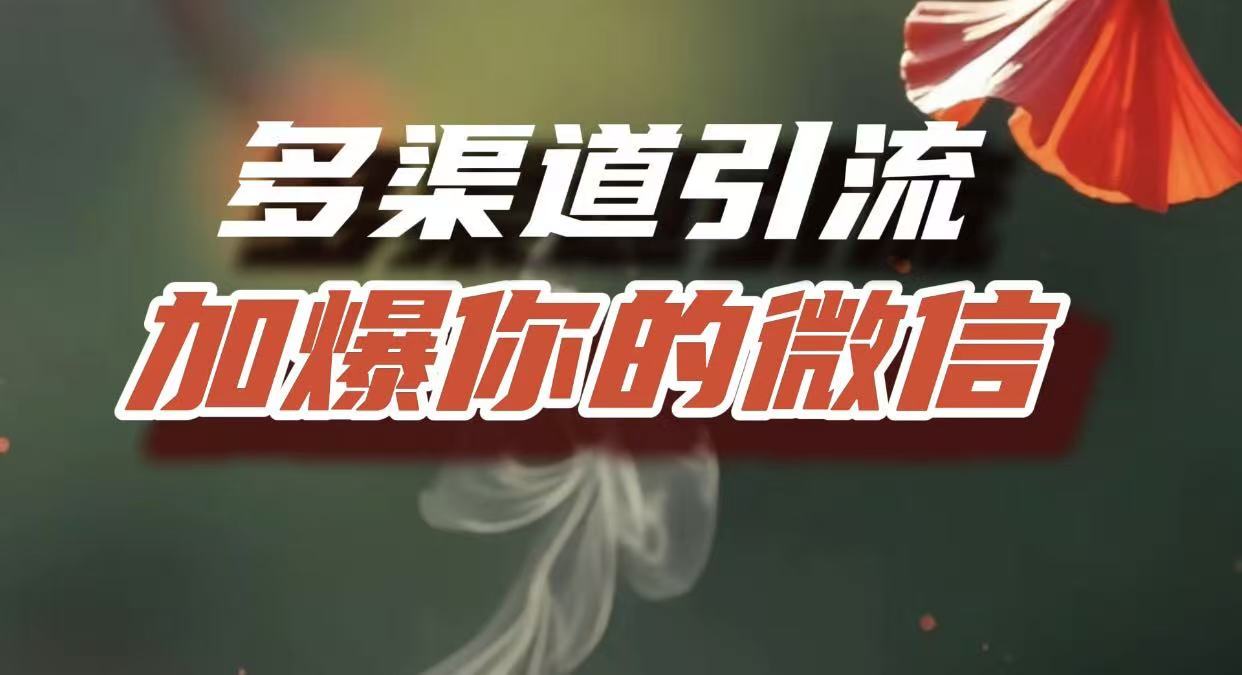 多渠道引流，加爆你的微信，把流量导入到私域，这是每一个想要在互联网赚钱的人必须掌握的底层能力-金点子优创