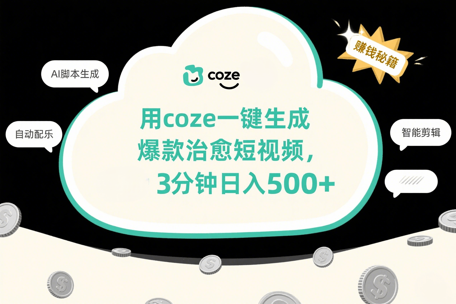 用coze一键生成爆款治愈短视频，3分钟日入500+-金点子优创
