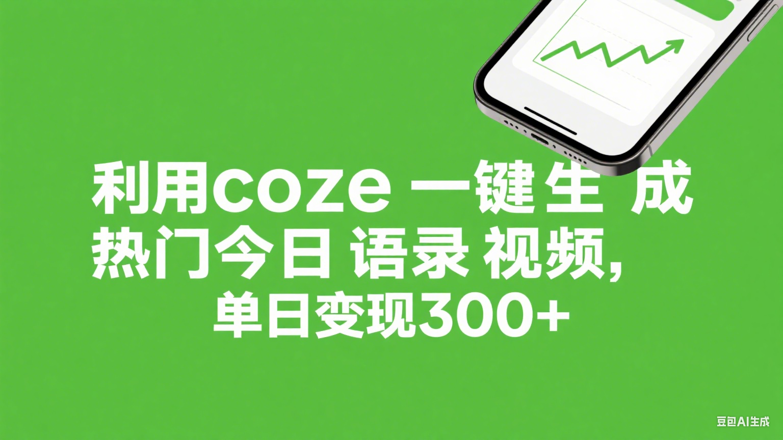 利用coze一键生成热门今日语录视频,单日变现300+-金点子优创
