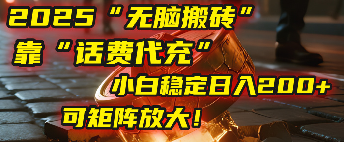 无脑搬砖项目：靠“话费代充”，小白稳定日入200+，可矩阵放大！-金点子优创