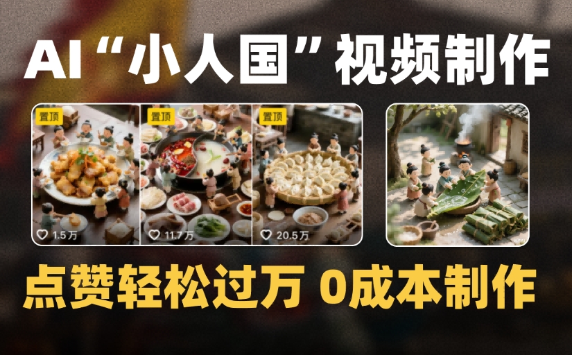 爆款1000W+微缩景观迷你小人国AI视频，0成本制作全流程教学-金点子优创