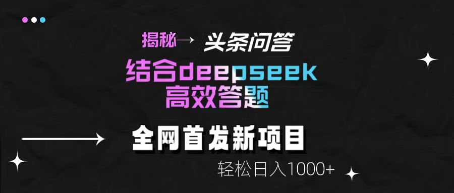 头条问答新玩法！结合deepseek高效答题，轻松日入1000+【揭秘】-金点子优创