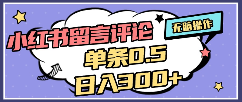 2025年最新小红书评论单条0.5元，日入300＋，无上限，详细操作流程-金点子优创