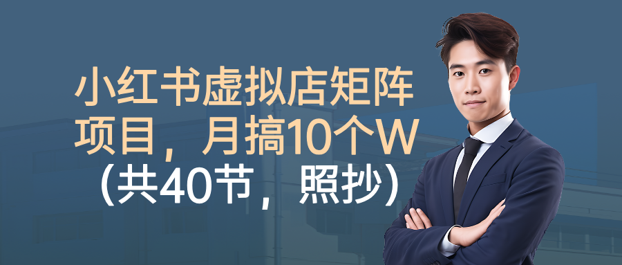 小红书虚拟店矩阵项目，月搞10W（共40节，照抄照做）-金点子优创