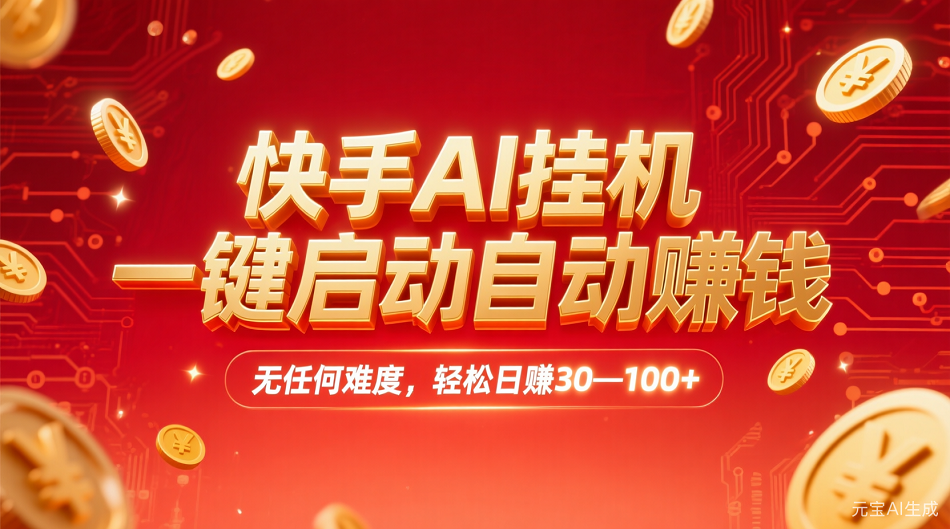 快手AI,一键启动自动赚钱 无任何难度,轻松一天30—100+-金点子优创