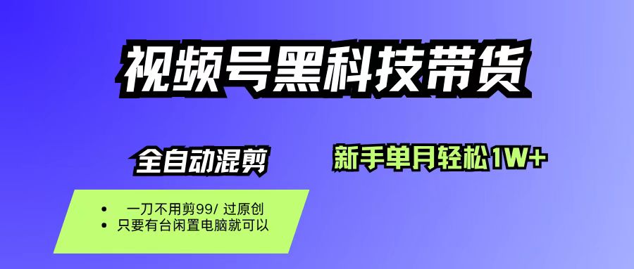 视频号黑科技短视频带货，新手也能单月到手1W+，一刀不用剪，零投资-金点子优创