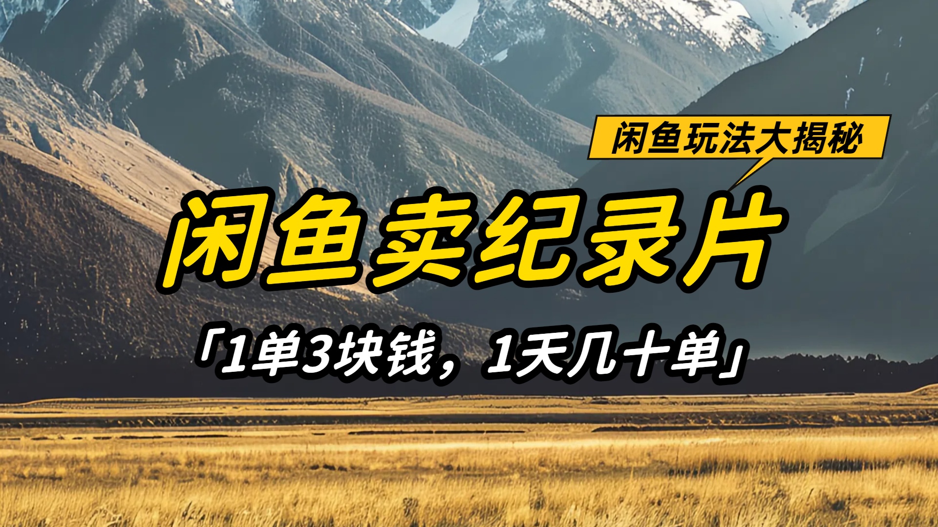 闲鱼卖纪录片1单3块钱，1天几十单，项目稳定有潜力-金点子优创